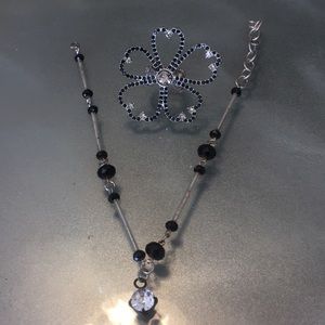 Choker necklace 15 inch and flower ring